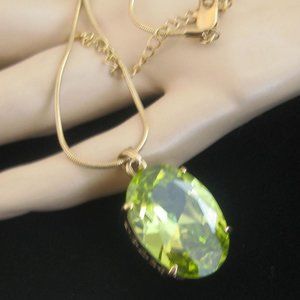 Fashion Jewelry Necklace peridot color glass Pendant